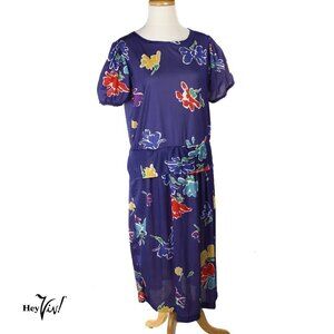 Vintage 80s Peplum Dress w Tags Full Figure Fashion Size 16 1/2 - Hey Viv